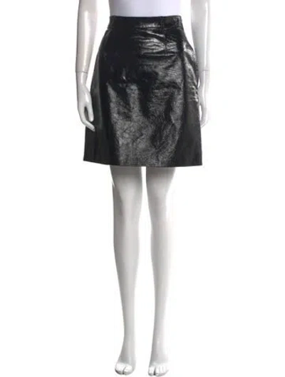 Pre-owned Carven Lamb Leather Mini Skirt In Black