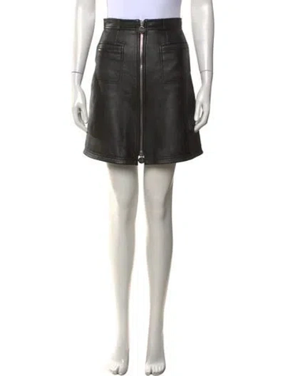 Pre-owned Carven Lamb Leather Mini Skirt In Black
