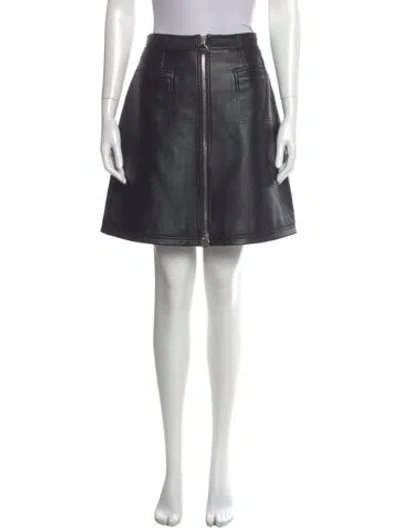 Pre-owned Carven Lamb Leather Mini Skirt In Blue