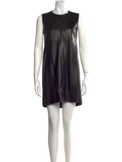 Pre-owned Carven Leather Mini Dress In Black