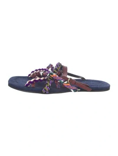 Pre-owned Carven Leather Patterned Sandals In Blue/purple