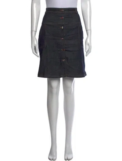 Pre-owned Carven Leather Trim Embellishment Mini Skirt In Blue
