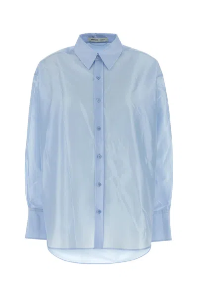 Carven Light Blue Organza Oversize Shirt In Multi