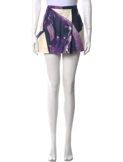 Pre-owned Carven Linen Mini Skirt In Purple