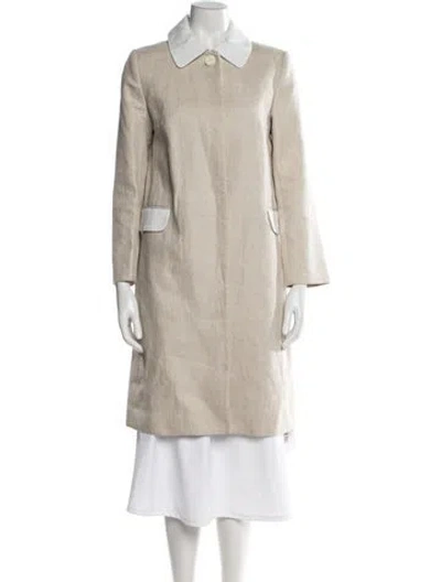 Pre-owned Carven Linen Trench Coat In Neutral