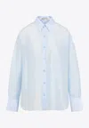 Carven Logo Embroidered Buttoned Shirt In Blue