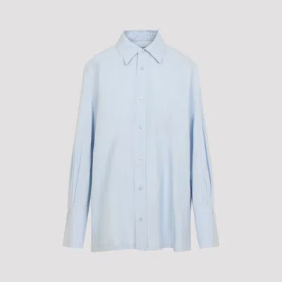 Carven Long Shirt In Light Cotton Poplin In Blue