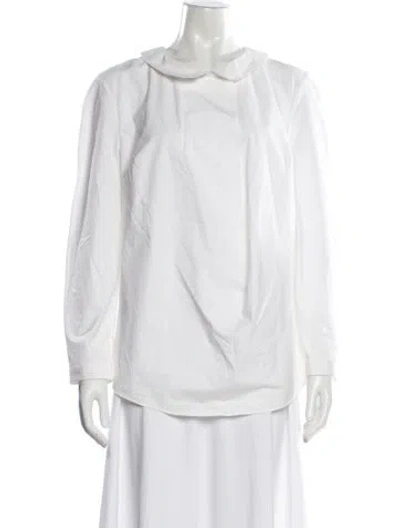 Pre-owned Carven Long Sleeve Blouse In White