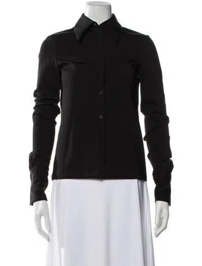Pre-owned Carven Long Sleeve Button-up Top In Black