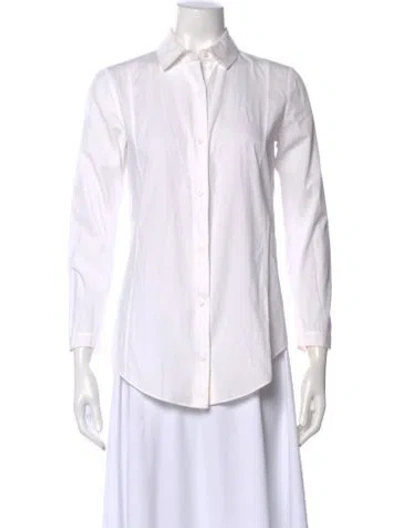Pre-owned Carven Long Sleeve Button-up Top In White