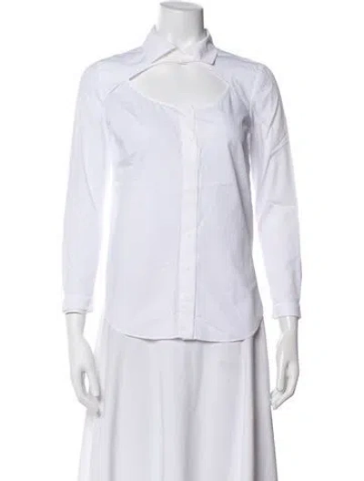Pre-owned Carven Long Sleeve Button-up Top In White
