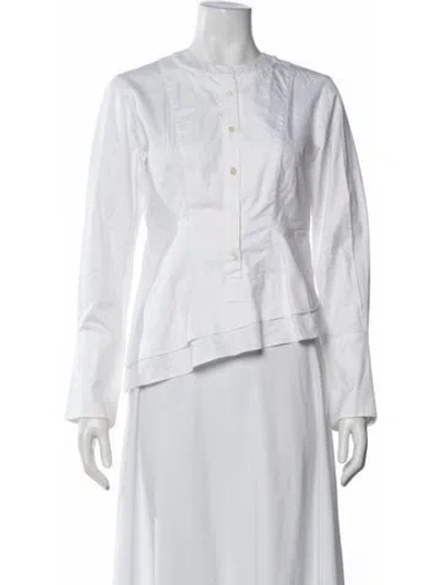Pre-owned Carven Long Sleeve Button-up Top In White