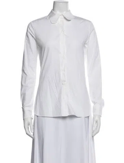 Pre-owned Carven Long Sleeve Button-up Top In White