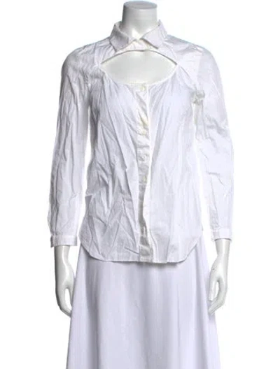 Pre-owned Carven Long Sleeve Button-up Top In White