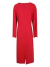 Carven Long-sleeve Midi Dress In Red