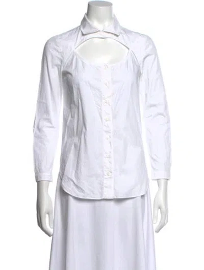 Pre-owned Carven Long Sleeve Top In White