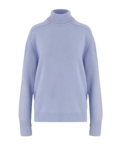 Carven Long-sleeve High-neck Sweater In Blue