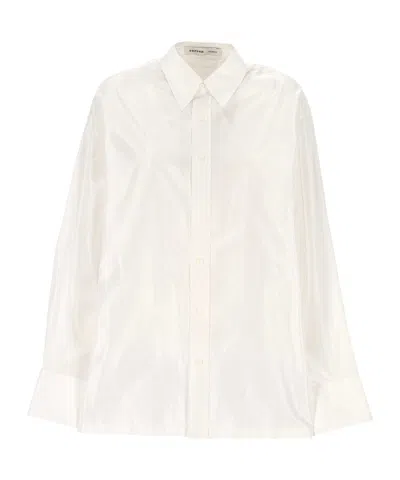 Carven Long-sleeve Silk Shirt In White