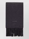 Carven Luxurious Wool Scarf Featuring Fringed Edges In Black