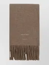 Carven Luxurious Wool Scarf Fringed Edges In Brown