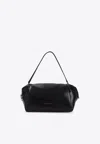 Carven Black Leather Shoulder Bag With Gold Accent In Black