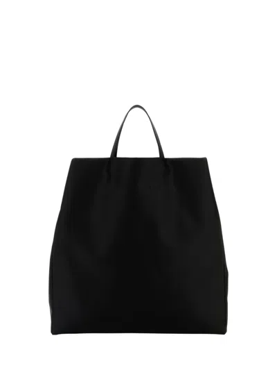Carven Matte Satin Handbag With Leather Handles - 40x40x8 Cm In Black