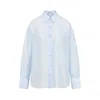 Carven Logo Embroidered Buttoned Shirt In Blue
