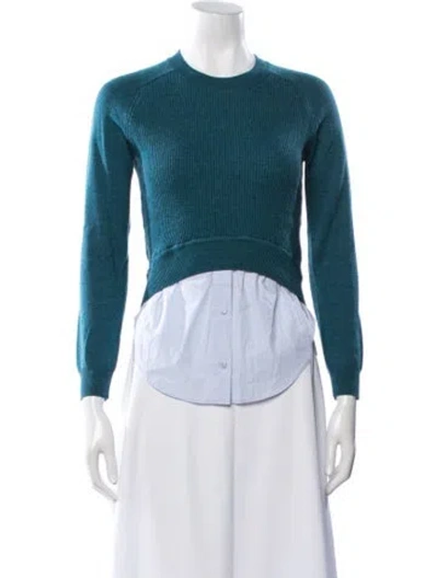 Pre-owned Carven Merino Wool Crew Neck Sweater In Blue