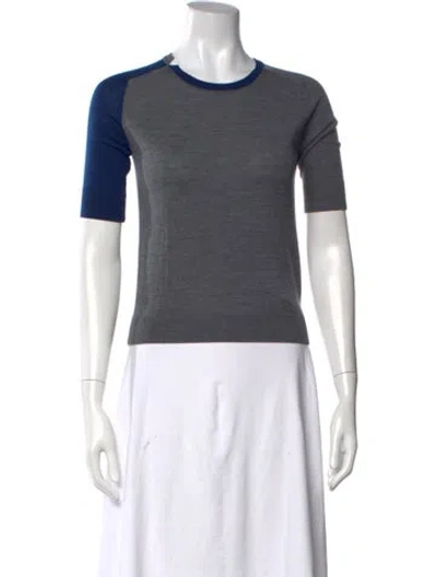 Pre-owned Carven Merino Wool Crew Neck Sweater In Grey