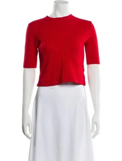 Pre-owned Carven Merino Wool Crew Neck Sweater In Red