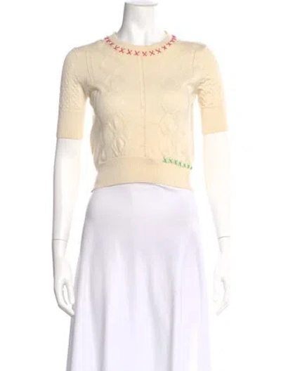 Pre-owned Carven Merino Wool Graphic Print Sweater In Neutral