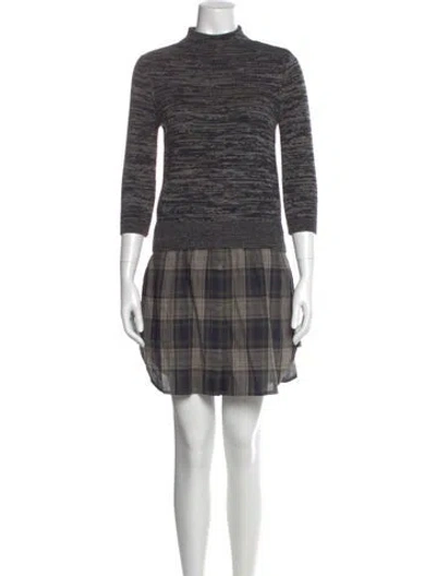 Pre-owned Carven Merino Wool Mini Dress In Gray