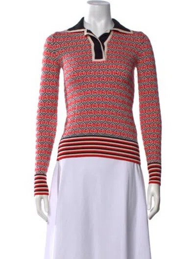 Pre-owned Carven Merino Wool Patterned Sweater In Red