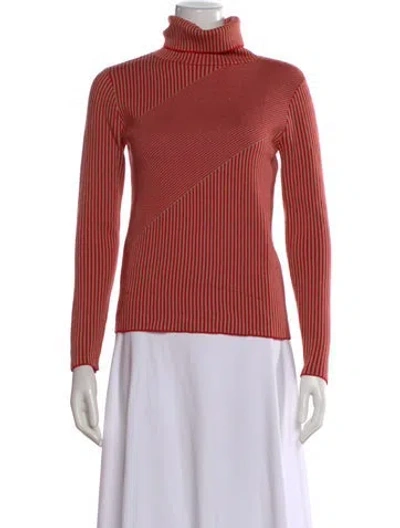 Pre-owned Carven Merino Wool Striped Sweater In Red