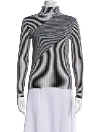 Pre-owned Carven Merino Wool Striped Sweater In White