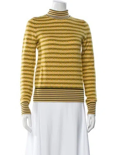 Pre-owned Carven Merino Wool Striped Sweater In Yellow