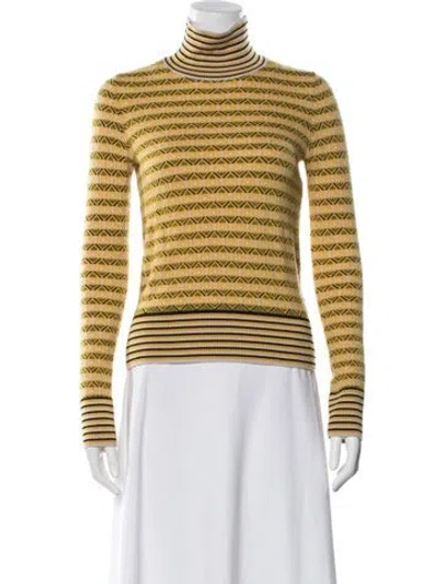 Pre-owned Carven Merino Wool Striped Sweater In Yellow