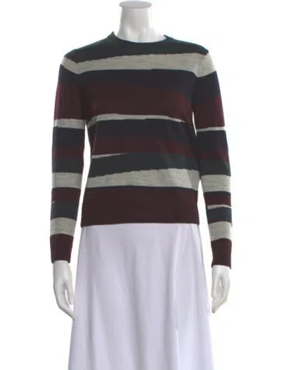 Pre-owned Carven Merino Wool Striped Top In Burgundy