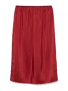 Carven Red Pull-on Silk Toile Midi Skirt