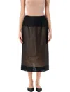 Carven Cotton Organdy Transparent Skirt In Black