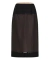 Carven Sheer Panelled Straight Midi Skirt In Black
