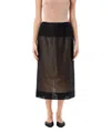 Carven Sheer Panelled Straight Midi Skirt In Black