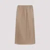 Carven Nude Silk Maxi Skirt With Elastic Waistband In Fawn