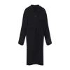 Carven Wrap-around Blue Wool-cashmere Blend Coat In Black