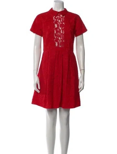 Pre-owned Carven Mock Neck Knee-length Dress In Red