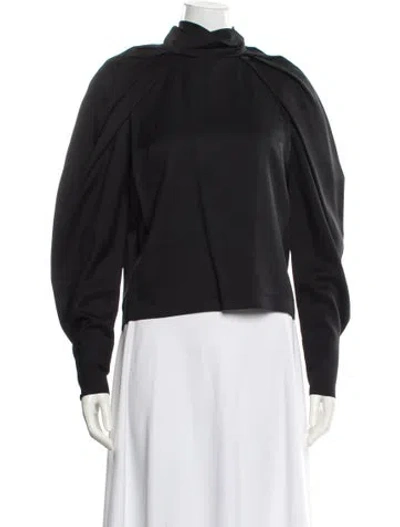 Pre-owned Carven Mock Neck Long Sleeve Top In Black