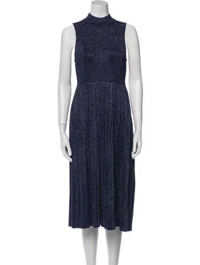 Pre-owned Carven Mock Neck Midi Length Dress In Blue
