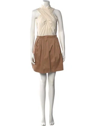 Pre-owned Carven Mock Neck Mini Dress In Neutral