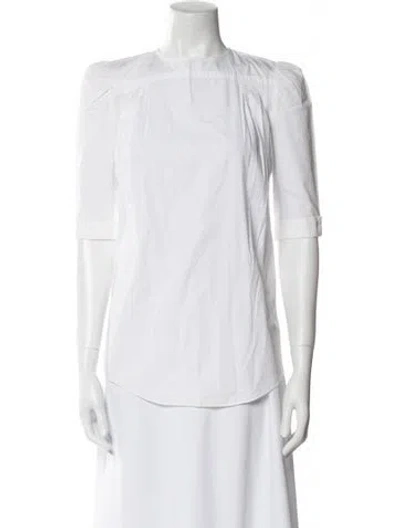 Pre-owned Carven Mock Neck Short Sleeve Blouse In White