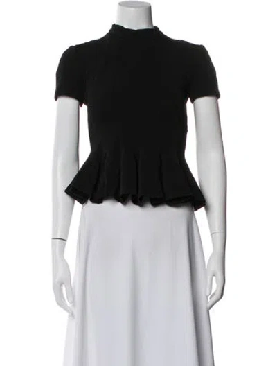 Pre-owned Carven Mock Neck Short Sleeve Top In Black